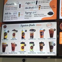 Drink menu Drink menu