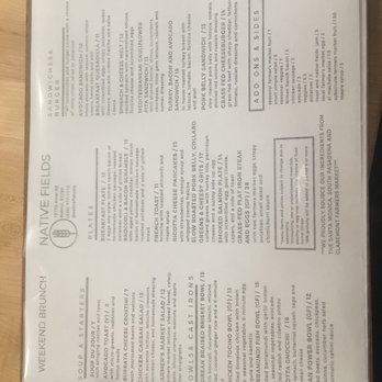 Native Fields - Menu - New American Near Me - Walnut, California Native Fields - Menu - New American Near Me - Walnut, California