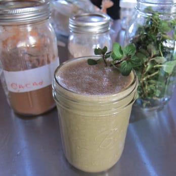 The Real Juice Bar - Our famous chocolate mint smoothie made with fresh mint leaves from our garden. - Juice Bars & Smoothies Near Me - Englewood, Florida The Real Juice Bar - Our famous chocolate mint smoothie made with fresh mint leaves from our garden. - Juice Bars & Smoothies Near Me - Englewood, Florida