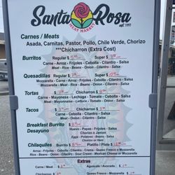 Santa Rosa Market - Menu