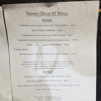 Ramen Show 2 - Menu - Ramen Near Me - Las Vegas, Nevada