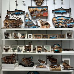The Last Best Store - 3D layered wood art from RJS Engraving, made in Montana with fine detail and themed for wolf, fish, bison, elk, deer, owls and more!