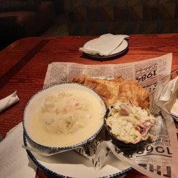 Fried Fish, coleslaw, and Lobster Mashed Potatoes Fried Fish, coleslaw, and Lobster Mashed Potatoes