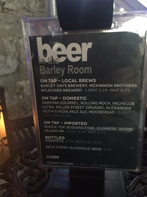 Menu photo 2 The Barley Room Pub Picton, ON