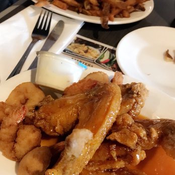 Dallas BBQ - Jamaica - When i stopped by for lunch early this week. Sticky wings combo with shrimp and side of French fries. - Barbeque Near Me - Jamaica, New York