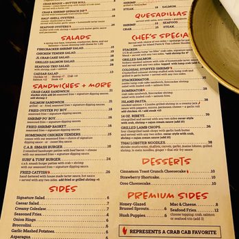 Crab Cab - The Menuuuuu - Seafood Near Me - Capitol Heights, Maryland