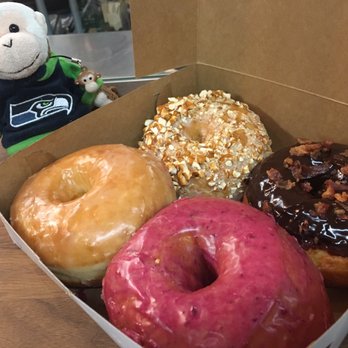 Destination Donuts - Monkey do: Dueling Vanilla, Pretzel, Chocolate Bacon, Lemon Raspberry - Donuts Near Me - Columbus, Ohio