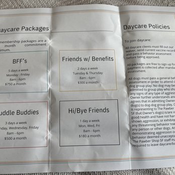 The Pawber Shop - Menu of daycare packages - Pet Groomers Near Me - San Francisco, California The Pawber Shop - Menu of daycare packages - Pet Groomers Near Me - San Francisco, California