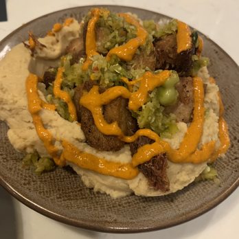 Jardin - Crispy pork belly hummus - Mediterranean Near Me - San Antonio, Texas Jardin - Crispy pork belly hummus - Mediterranean Near Me - San Antonio, Texas