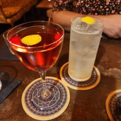 Bitter Bar - Negroni and twist on Tom Collins