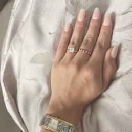 French Tips: cream/ivory instead of bright white. French Tips: cream/ivory instead of bright white.
