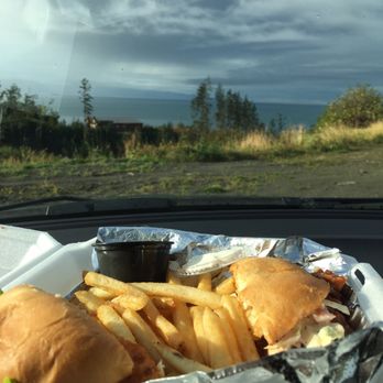 Lighthouse Fish & Chips - View from the car with our food. Amazing - Seafood Near Me - Homer, Alaska Lighthouse Fish & Chips - View from the car with our food. Amazing - Seafood Near Me - Homer, Alaska