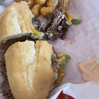 Butch Cassidy's Hideout Cafe - Philly with au jus (not pictured but delicious) SO GOOD! - American Near Me - Circleville, Utah
