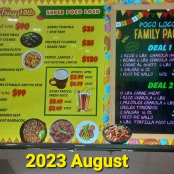 Poco Loco Supermercado - 2023 August New in town! Menu for Family Packs! - International Grocery Near Me - Bryan, Texas