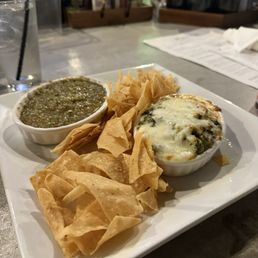 Spinach, artichoke dip and salsa Spinach, artichoke dip and salsa