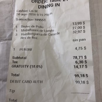Parrillada Familiar Da Silva - Beware of this place ! Check out the bill, A tip of 18% is charged on the receipt and leave a space for "tip" scam! - Steakhouses Near Me - Doral, Florida