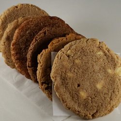 Brewer Bakes - 6 "original" flavors (L to R): (vegan) Sugar, Date, Snickerdoodle, Carob Sugar, Carob Chip, & (vegetarian) White Chocolate Peppermint