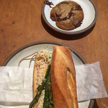 Harken Cafe - Tuna baguette and choco chip cookie - Coffee & Tea Near Me - Charleston, South Carolina