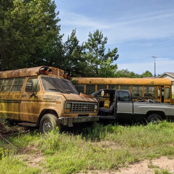 School Bus Graveyard - Outside the School Bus Graveyard, Alto GA - Local Flavor Near Me - Alto, Georgia