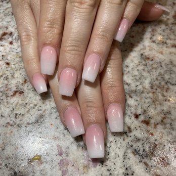 Lavish Nail Spa - Square coffin ombré with glitter - Nail Salons Near Me - Suffolk, Virginia Lavish Nail Spa - Square coffin ombré with glitter - Nail Salons Near Me - Suffolk, Virginia