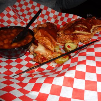 Famous Dave's Bar-B-Que - Shredded Chicken Sandwich with Wilbur Beans & Hellfire Pickle Chips - Barbeque Near Me - Redlands, California