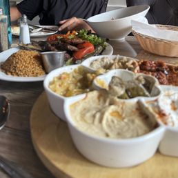 Appetizer platter and lamb chops