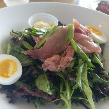Lodi Airport Cafe - Prosciutto and asparagus salad. Greens, parmesan cheese, soft egg cider vinaigrette. - Cafes Near Me - Acampo, California Lodi Airport Cafe - Prosciutto and asparagus salad. Greens, parmesan cheese, soft egg cider vinaigrette. - Cafes Near Me - Acampo, California
