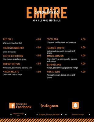 Menu photo 2 Empire Lounge Manchester, XGM Menu photo 2 Empire Lounge Manchester, XGM