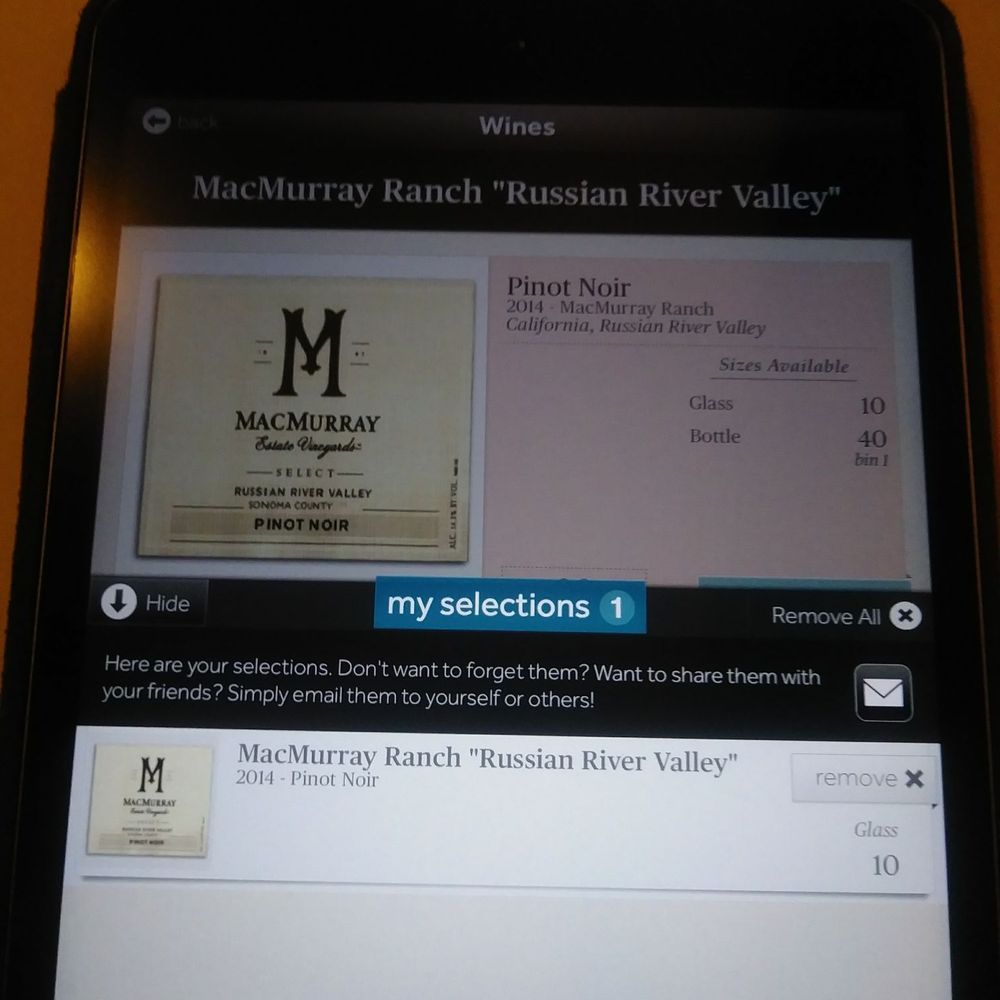 Dawson's - The Pinot was an excellent choice. MacMurray Ranch (Russian River Valley) 2014 - Steakhouses Near Me - Sacramento, California