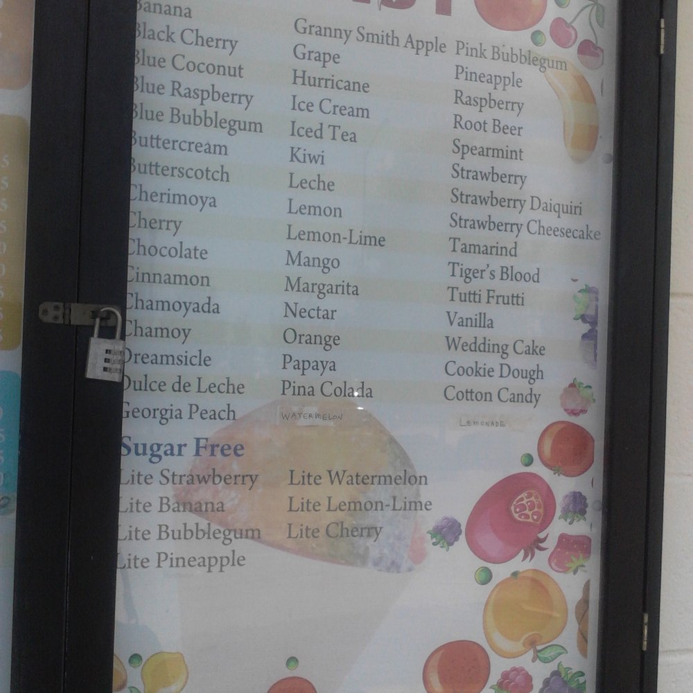 Hirschey's Snocones - Flavor menu - Shaved Ice Near Me - Stafford, Texas Hirschey's Snocones - Flavor menu - Shaved Ice Near Me - Stafford, Texas