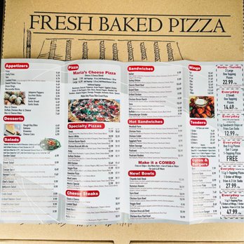 Maria's Pizza and Wings - Menu (front) - Pizza Near Me - Cranston, Rhode Island