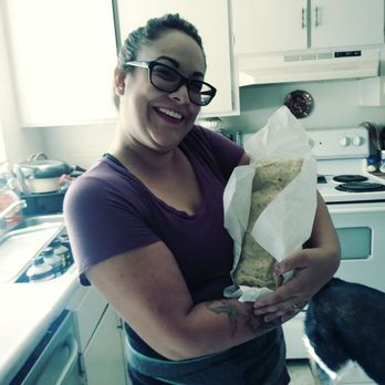 Cali Tacos - Having a special moment with my giant burrito before we all devour it lol - Mexican Near Me - Orange, California