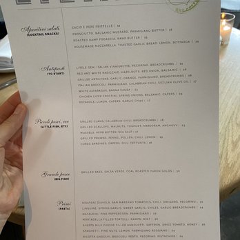 Lilia - The menu (4/16/22) - Italian Near Me - Brooklyn, New York