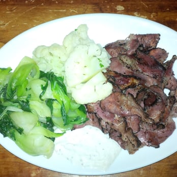 Ulysses - Pastrami with baby bok choy and cauliflower - Pubs Near Me - New York, New York Ulysses - Pastrami with baby bok choy and cauliflower - Pubs Near Me - New York, New York