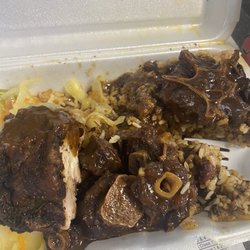 Caribbean Kitchen - Oxtails and all white jerk chicken was delicious! Will definitely go back! Portions are good also!!!