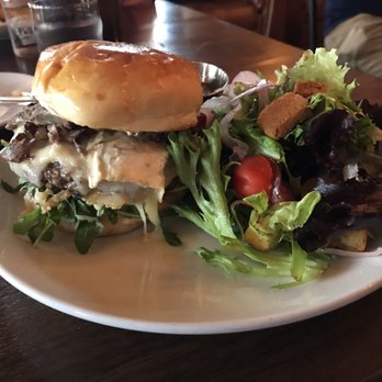 Roosevelt's - Tenderloin Burger with a side salad - Gastropubs Near Me - Tulsa, Oklahoma