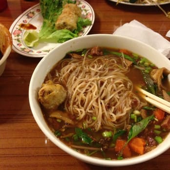 Pho Ha Long - Beef stew. My fave! With my own little concoction to the left. Good on anything! - Vietnamese Near Me - San Antonio, Texas