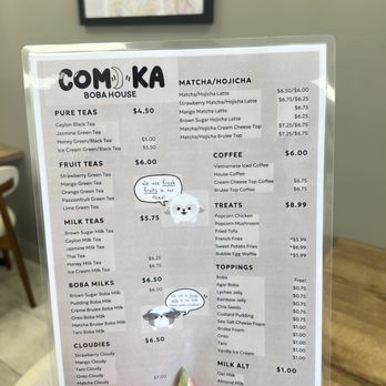 Comika Boba House - Menu - September 2026 - Bubble Tea Near Me - El Monte, California