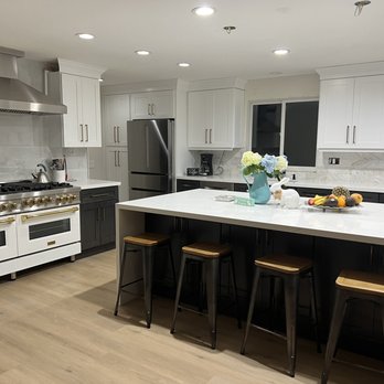 Pure Cabinets - Crown molding and cabinets on both sides of island. - Cabinetry Near Me - San Marcos, California Pure Cabinets - Crown molding and cabinets on both sides of island. - Cabinetry Near Me - San Marcos, California