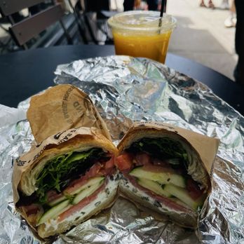 Grind NYC - LOX DELIGHT on a croissant Fresh orange juice - Cafes Near Me - New York, New York Grind NYC - LOX DELIGHT on a croissant Fresh orange juice - Cafes Near Me - New York, New York