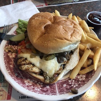 Roscoe Diner - Grilled chicken sandwich with cheese peppers and fries - Diners Near Me - Roscoe, New York Roscoe Diner - Grilled chicken sandwich with cheese peppers and fries - Diners Near Me - Roscoe, New York