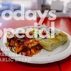 Dad's  - Lasagna , salad and garlic bread was one of our weekend specials