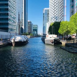 Canary Wharf Station - Riverside view from the Canary Wharf Bridge.