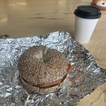 Wild Fox Cafe - Sesame bagel with lox, cream cheese & onion - Cafes Near Me - North Wildwood, New Jersey Wild Fox Cafe - Sesame bagel with lox, cream cheese & onion - Cafes Near Me - North Wildwood, New Jersey