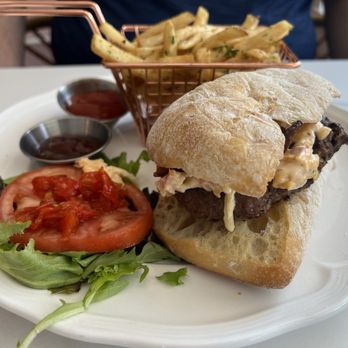 Caroline's On Main - Hamburger with fries - Breakfast & Brunch Near Me - Flowery Branch, Georgia Caroline's On Main - Hamburger with fries - Breakfast & Brunch Near Me - Flowery Branch, Georgia