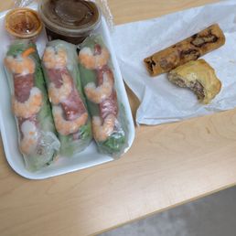 2 Spring Rolls! 1 Chicken Egg roll, 1 Chicken pie