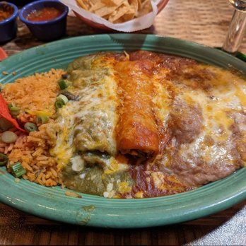 Yolanda's Mexican cafe - Shredded beef taco (seperate plate), chicken enchilada and a pork tamale combo. Half of this and the Albondiga soup going home for later. - Mexican Near Me - Camarillo, California