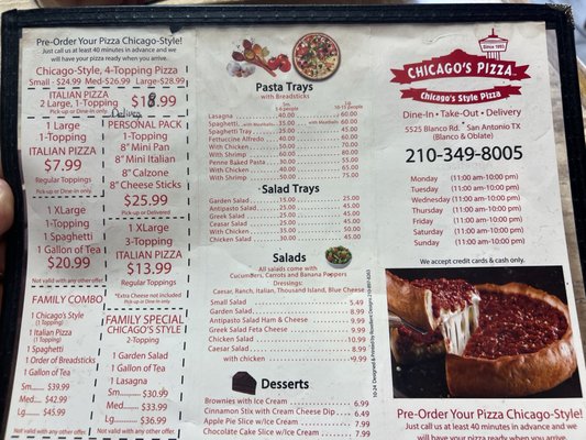 Menu photo 1 Chicago's Pizza San Antonio, TX Menu photo 1 Chicago's Pizza San Antonio, TX