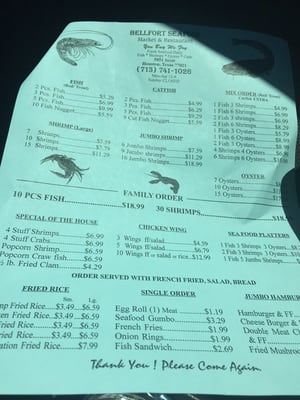Menu photo 2 Bellfort Seafood Houston, TX