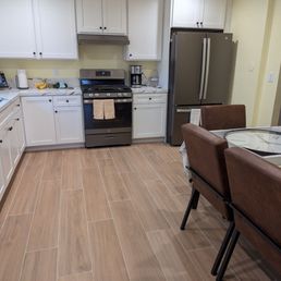 New flooring with custom cabinets